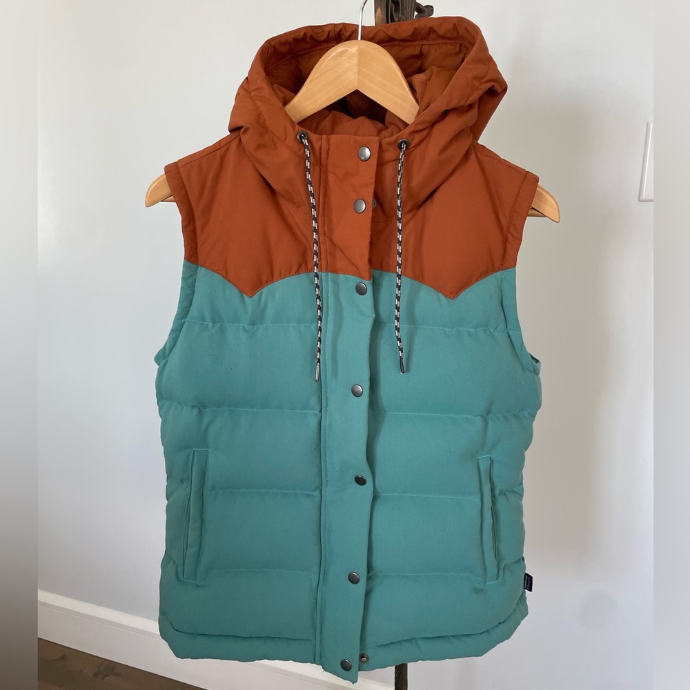 Patagonia Brown and Teal Bivy Hooded Vest